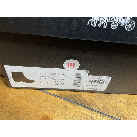 Coach Signature DENI LTR-SIG Bootie Black Size 6 B Coated Canvas Leather - Picture 3 of 12